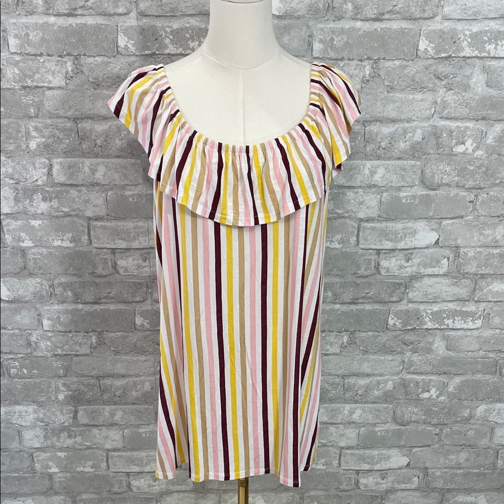 Lane Bryant Multicolor Striped Ruffle Blouse
